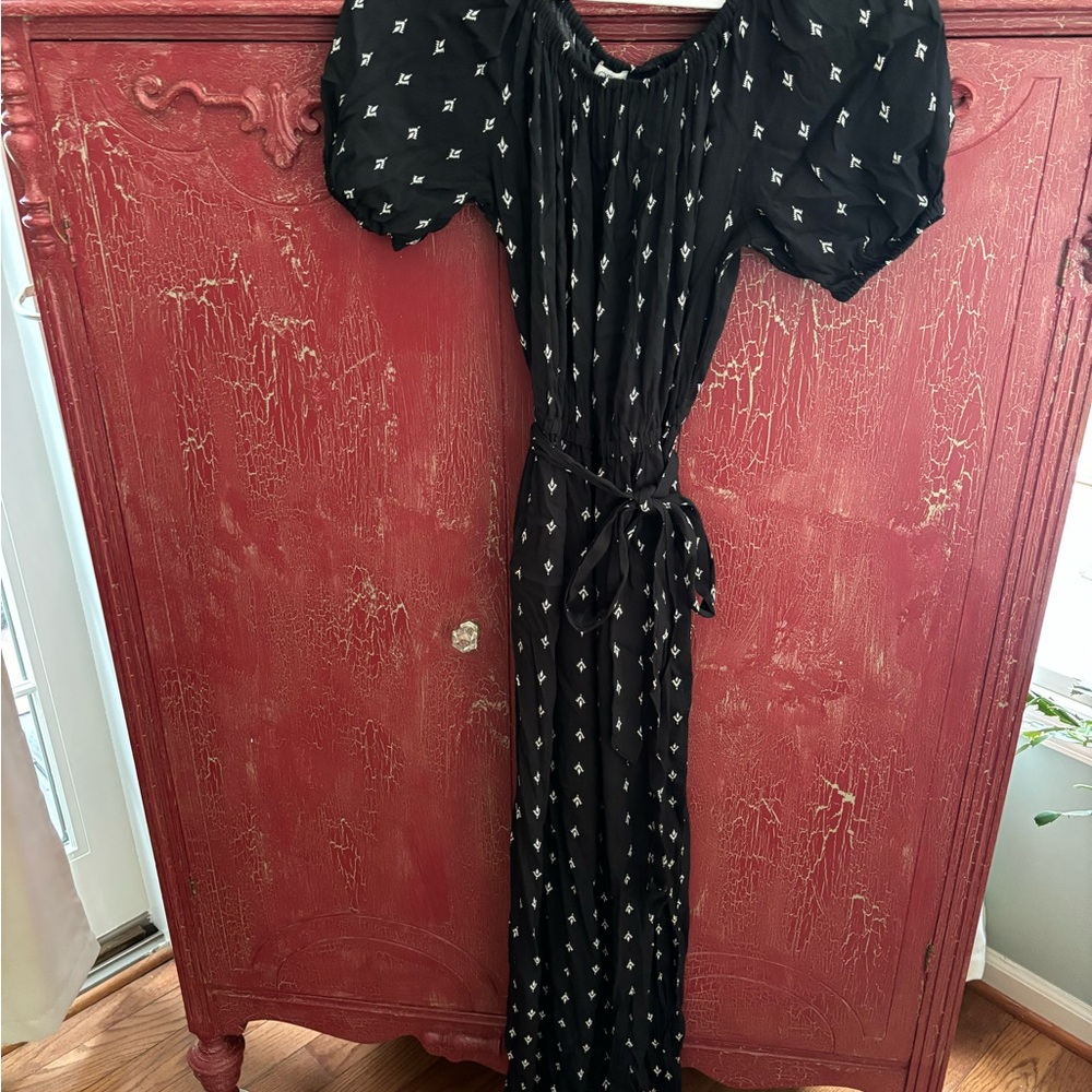 LOFT Black Jumpsuit with White Pattern